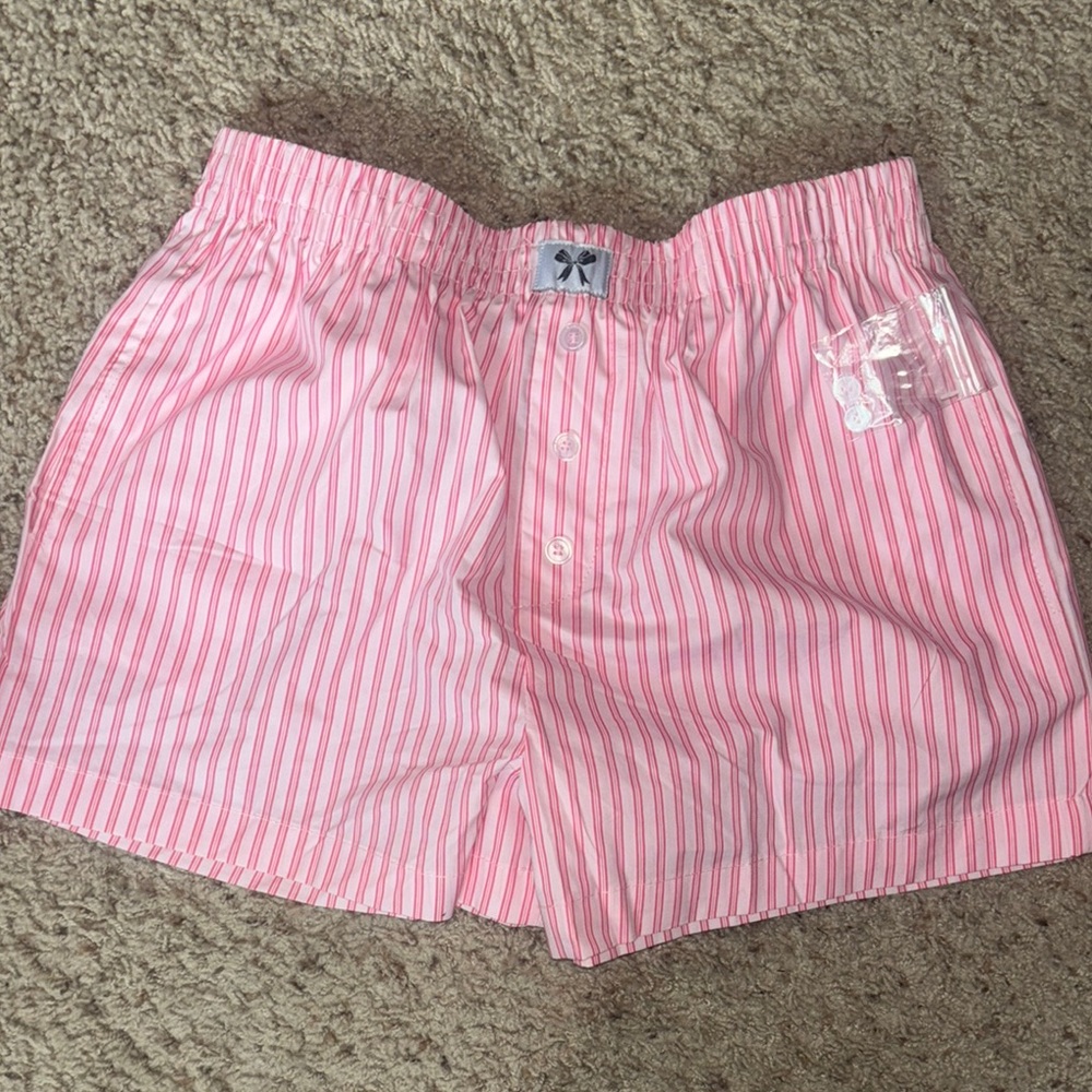 Pink stripped boxer pajama shorts